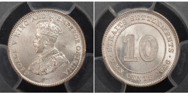 10 Cent 海峡殖民地 銀 乔治五世  (1865-1936)