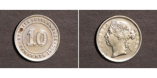 10 Cent 海峡殖民地 銀 维多利亚 (英国君主)