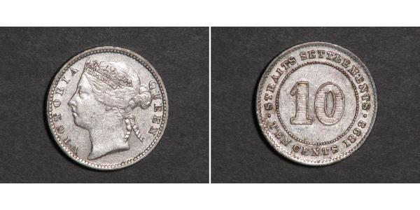 10 Cent 海峡殖民地 銀 维多利亚 (英国君主)