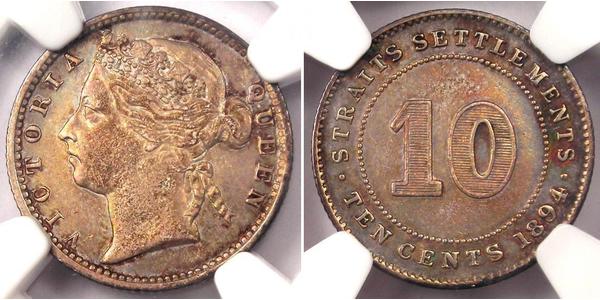 10 Cent 海峡殖民地 銀 维多利亚 (英国君主)