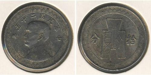 10 Cent 中华人民共和国 銅/镍 