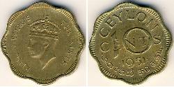 10 Cent Sri Lanka/Ceylon 黃銅 乔治六世 (1895-1952)