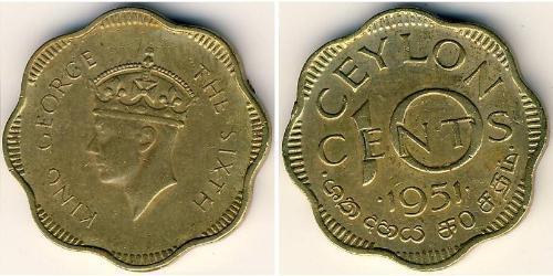 10 Cent Sri Lanka/Ceylon 黃銅 乔治六世 (1895-1952)