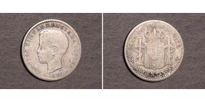 10 Centavo Porto Rico Argent Alfonso XIII of Spain (1886 - 1941)