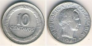 10 Centavo Republique de Colombie (1886 - ) Argent 