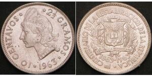 10 Centavo République dominicaine Argent 