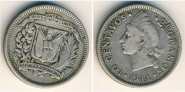 10 Centavo République dominicaine Argent 