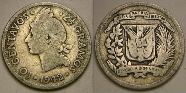 10 Centavo République dominicaine Argent 
