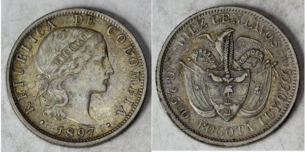 10 Centavo Colombia (1886 - ) Argento 