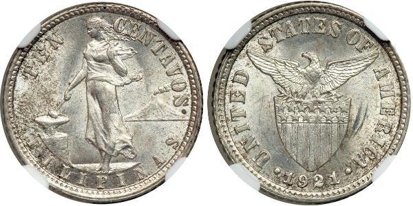 10 Centavo Filippine Argento 