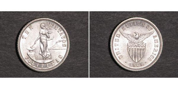 10 Centavo Filippine Argento 