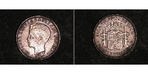 10 Centavo Porto Rico Argento Alfonso XIII of Spain (1886 - 1941)