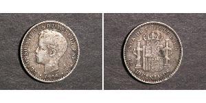 10 Centavo Porto Rico Argento Alfonso XIII of Spain (1886 - 1941)