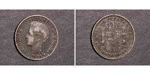 10 Centavo Porto Rico Argento Alfonso XIII of Spain (1886 - 1941)