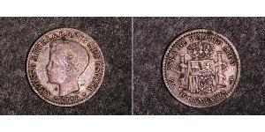 10 Centavo Porto Rico Argento Alfonso XIII of Spain (1886 - 1941)