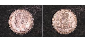 10 Centavo Porto Rico Argento Alfonso XIII of Spain (1886 - 1941)