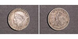 10 Centavo Porto Rico Argento Alfonso XIII of Spain (1886 - 1941)