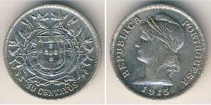 10 Centavo Prima repubblica portoghese (1910 - 1926) Argento 