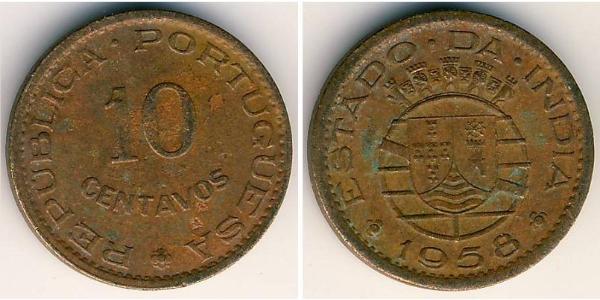 10 Centavo Portuguese India (1510-1961) Bronze 