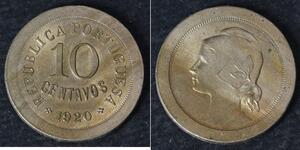 10 Centavo First Portuguese Republic (1910 - 1926) Copper/Nickel 