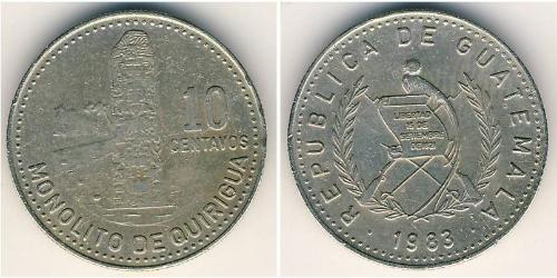 10 Centavo Republic of Guatemala (1838 - ) Copper/Nickel 