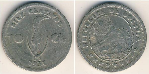 10 Centavo Bolivien (1825 - ) Kupfer/Nickel 