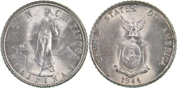 10 Centavo Filipinas Plata 