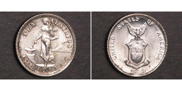 10 Centavo Filipinas Plata 