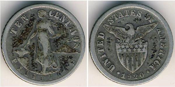10 Centavo Filipinas Plata 