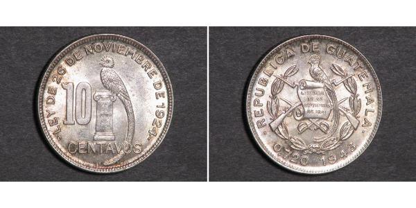 10 Centavo Guatemala (1838 - ) Plata 