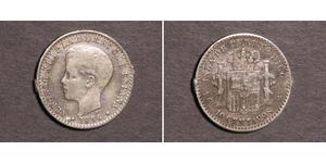 10 Centavo Puerto Rico Plata Alfonso XIII of Spain (1886 - 1941)