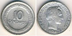 10 Centavo Republica de Colombia (1886 - ) Plata 