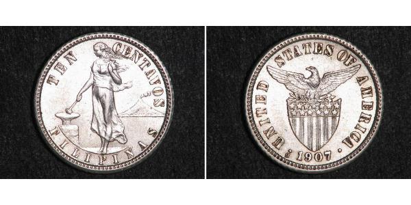 10 Centavo Philippinen Silber 
