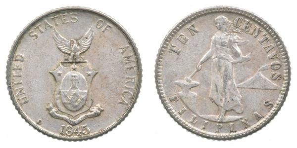 10 Centavo Philippinen Silber 