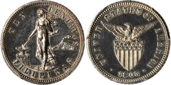 10 Centavo Philippinen Silber 
