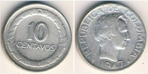 10 Centavo Republik Kolumbien  (1886 - ) Silber 