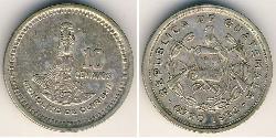 10 Centavo República de Guatemala (1838 - ) Silber 