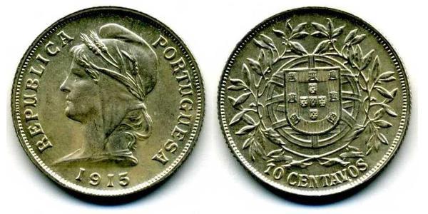 10 Centavo First Portuguese Republic (1910 - 1926) Silver 