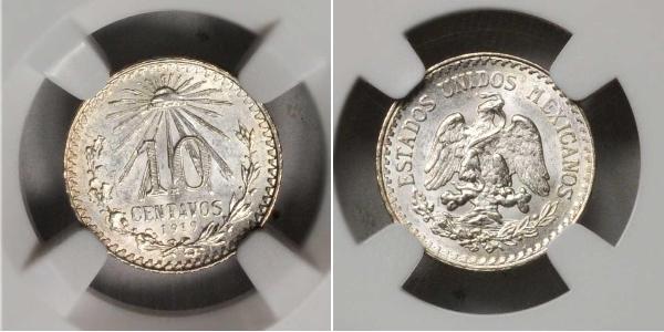 10 Centavo United Mexican States (1867 - ) Silver 
