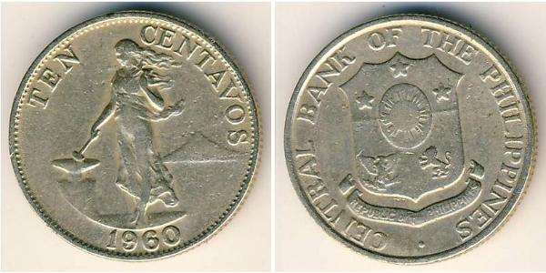 10 Centavo Philippinen Tin/Kupfer/Zink 