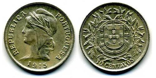 10 Centavo First Portuguese Republic (1910 - 1926) 銀 