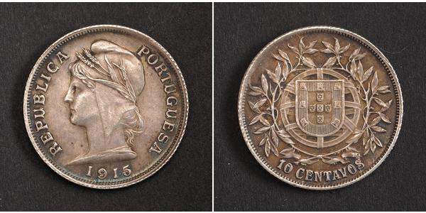 10 Centavo First Portuguese Republic (1910 - 1926) 銀 