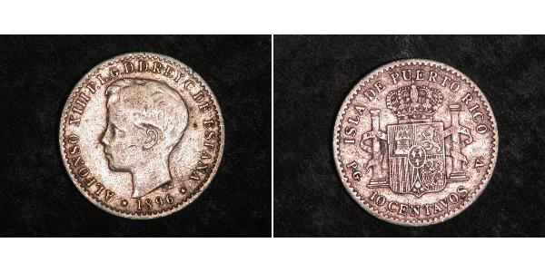10 Centavo Puerto Rico 銀 阿方索十三世 (1886 - 1941)