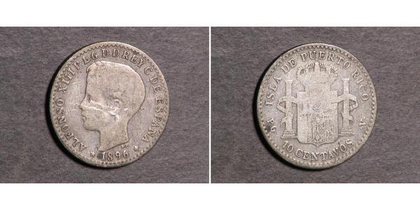 10 Centavo Puerto Rico 銀 阿方索十三世 (1886 - 1941)