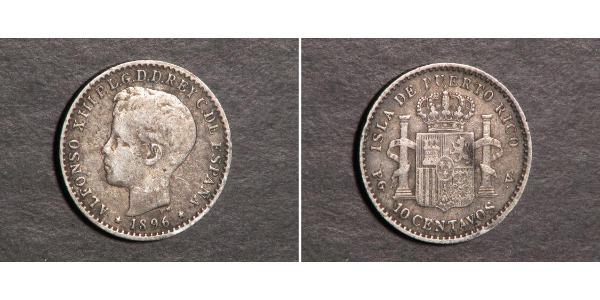 10 Centavo Puerto Rico 銀 阿方索十三世 (1886 - 1941)
