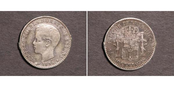 10 Centavo Puerto Rico 銀 阿方索十三世 (1886 - 1941)