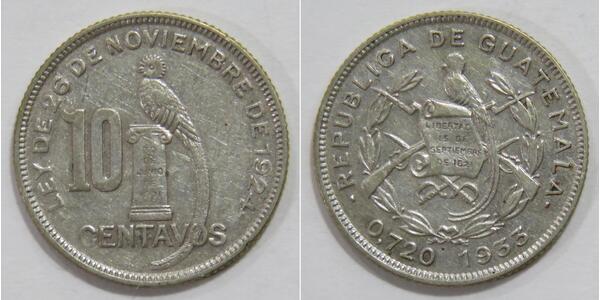 10 Centavo 危地马拉 銀 
