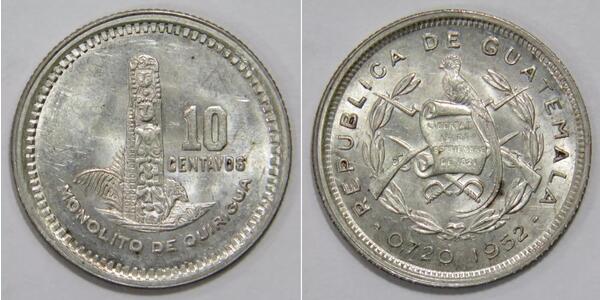 10 Centavo 危地马拉 銀 