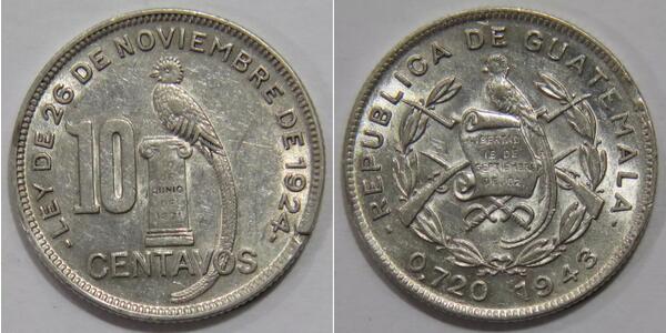 10 Centavo 危地马拉 銀 