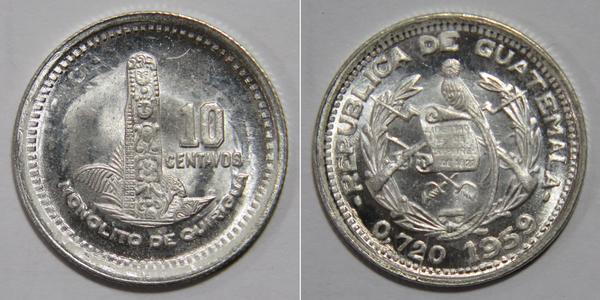 10 Centavo 危地马拉 銀 